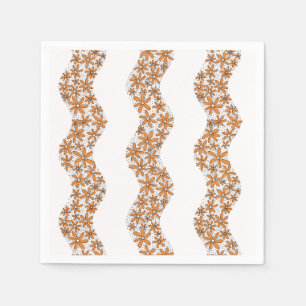 Daisy Chain Wiggly Flower Stripes orange Napkin