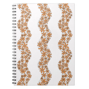 Daisy Chain Wiggly Flower Stripes orange Notebook