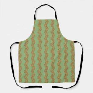 Daisy Chain Wiggly Flower Stripes orange on green Apron