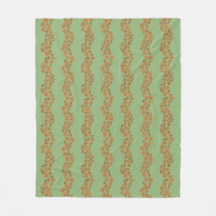 Daisy Chain Wiggly Flower Stripes orange on green Fleece Blanket