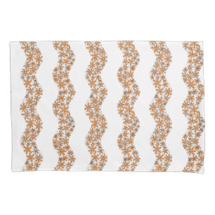 Daisy Chain Wiggly Flower Stripes orange Pillowcase