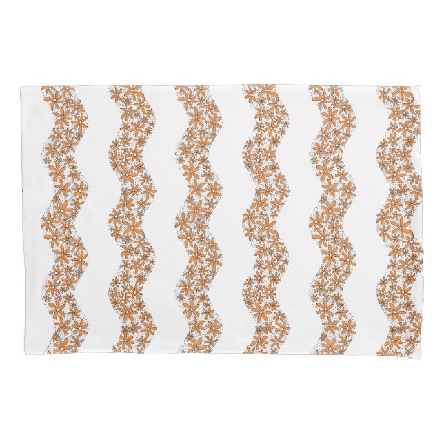 Daisy Chain Wiggly Flower Stripes orange Pillowcase (Front-Left)
