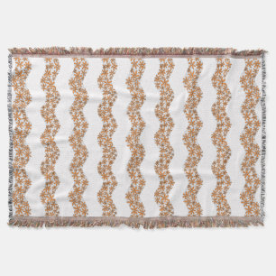 Daisy Chain Wiggly Flower Stripes orange Throw Blanket