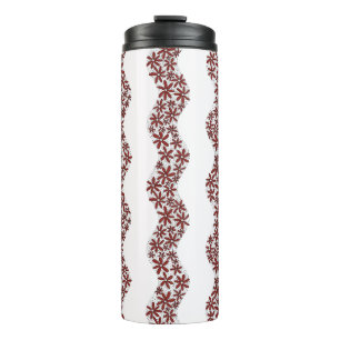 Daisy Chain Wiggly Flower Stripes red Thermal Tumbler