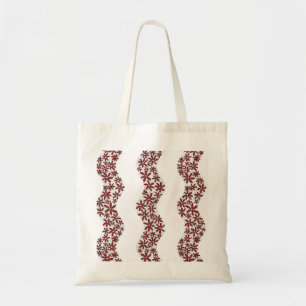 Daisy Chain Wiggly Flower Stripes red Tote Bag