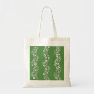 Daisy Chain Wiggly Flower Stripes white green Tote Bag