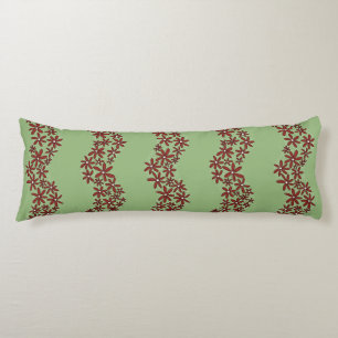 Daisy Chain Wiggly Flower Stripes white on green Body Cushion