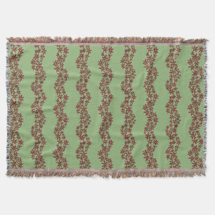 Daisy Chain Wiggly Flower Stripes white on green Throw Blanket