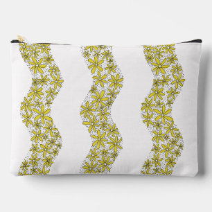 Daisy Chain Wiggly Flower Stripes yellow Accessory Pouch