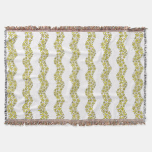 Daisy Chain Wiggly Flower Stripes yellow Throw Blanket