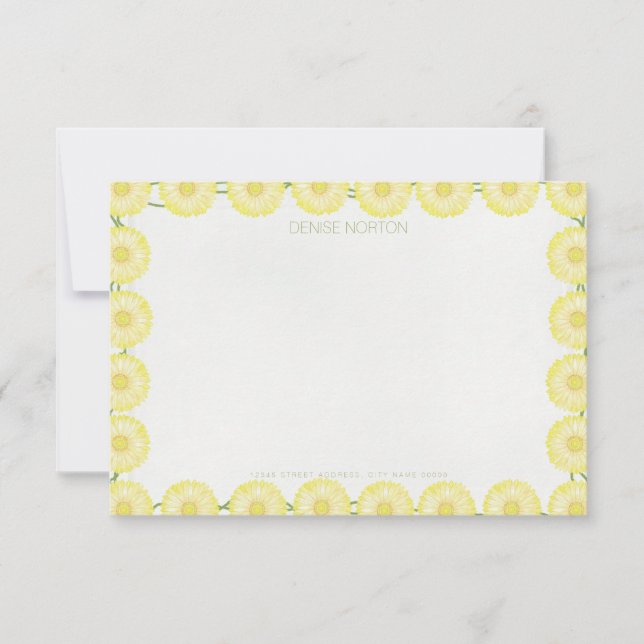 Daisy Chain Yellow Gerbera Note Card (Front)