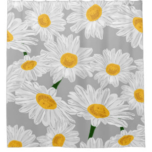 Daisy chamomile field. Spring summer flowers, seam Shower Curtain