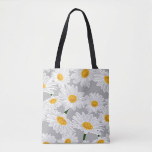 Daisy chamomile field. Spring summer flowers, seam Tote Bag