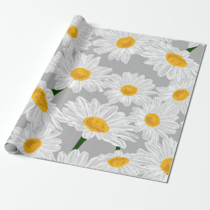 Daisy chamomile field. Spring summer flowers, seam Wrapping Paper