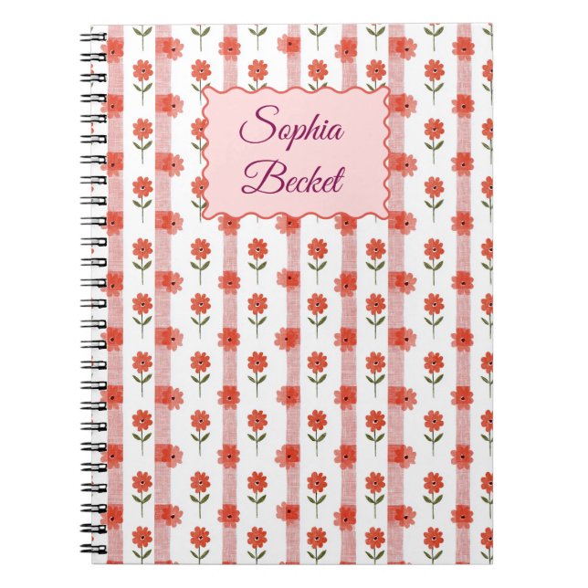 Daisy Coquette Stripes Notepad Notebook (Front)