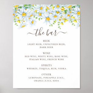 Daisy. Country floral script wedding drinks bar Poster