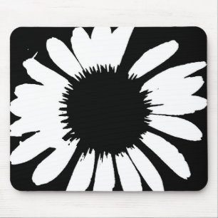 Daisy Crazy - Black & White Daisy Mouse Pad