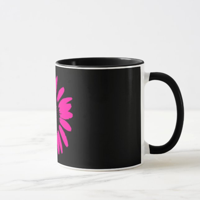 Daisy Crazy Hot Pink & Black Coffee Mug (Right)