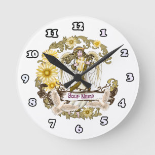Daisy Cross Angel  Round Clock