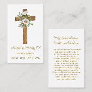 Daisy Cross Memorial Funeral Prayer Card