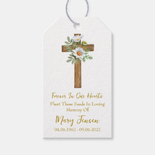Daisy Cross Memorial Funeral Seed Packet Gift Tags