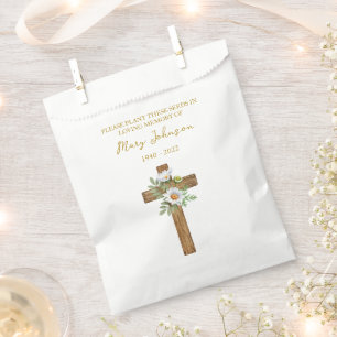 Daisy Cross Seed Packet Memorial Funeral Favor Bag