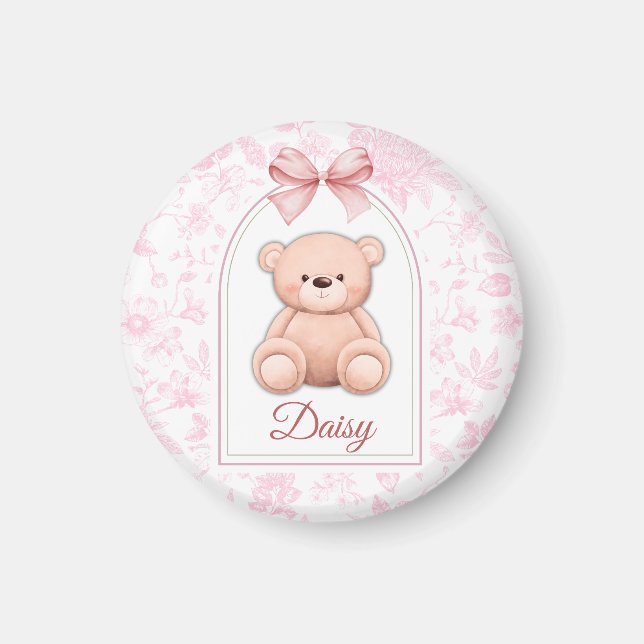 Daisy | Custom Pink Teddy Bear Nursery Design  Magnet (Front)