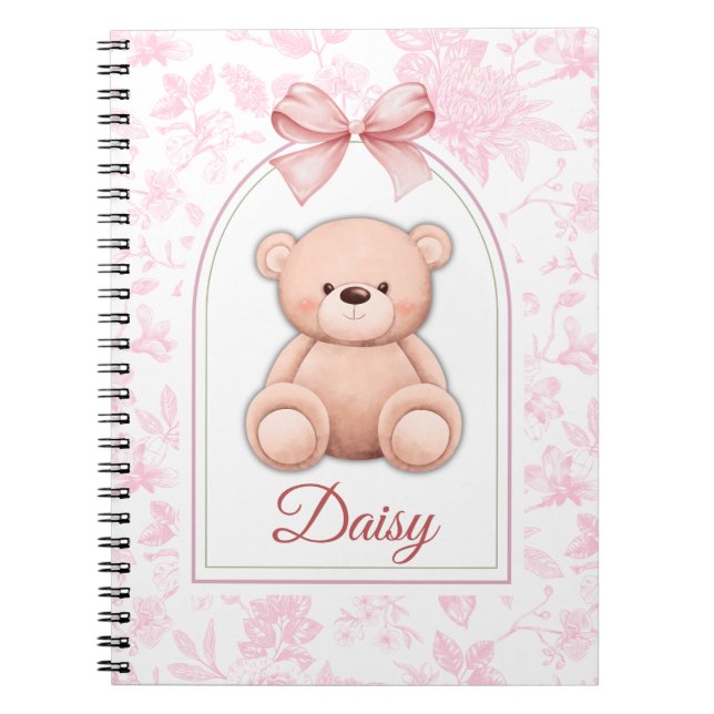 Daisy | Custom Pink Teddy Bear Nursery Design  Notebook (Front)