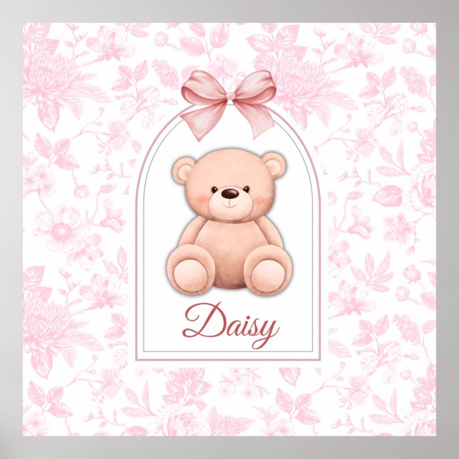 Daisy | Custom Pink Teddy Bear Nursery Design  Poster (Front)