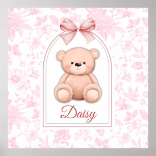 Daisy Custom Pink Teddy Bear Nursery Design Poster
