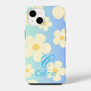 daisy Cute floral orange blue Personalised iPhone 14 Case