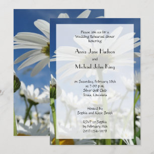 Daisy, Daisies, White Flowers, Rehearsal Dinner Invitation