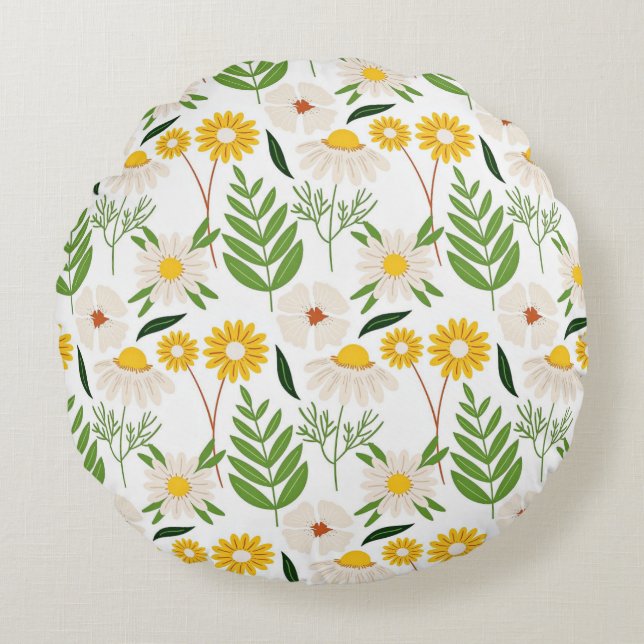 Daisy-Daisy-Colourful Daisy pattern Round Cushion (Front)