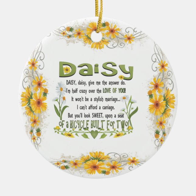 Daisy, daisy give me the answer do! ceramic tree decoration (Front)
