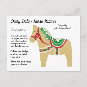 Daisy Dala Horse Pattern to Share Holiday Postcard
