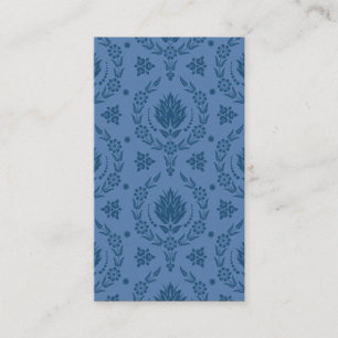 Daisy Damask, Bamboo in Shades of Blue Business Card