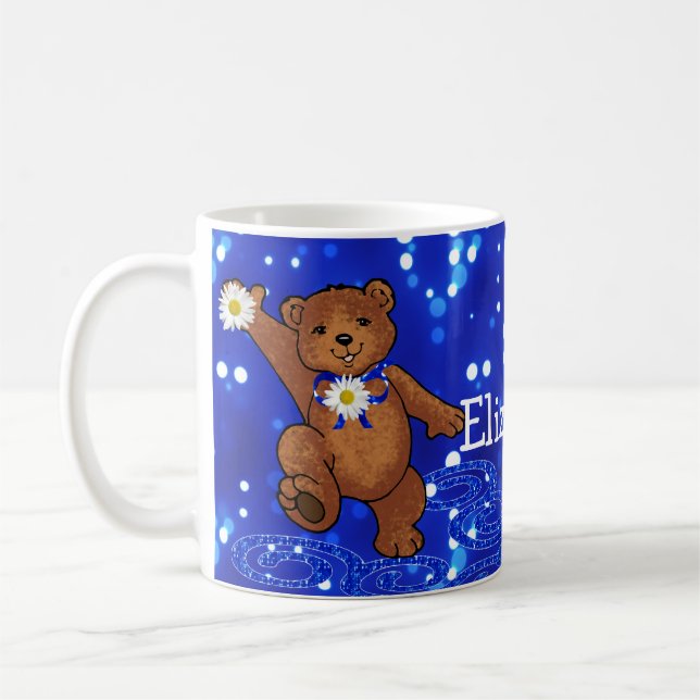 Daisy Dancing Teddy Bear Coffee Mug (Left)