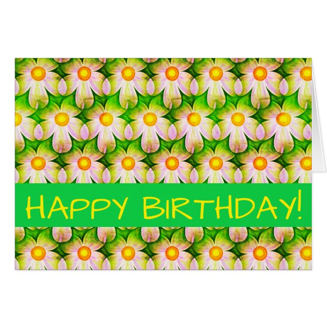 Daisy Digital Print, Floral Card (Front Horizontal)