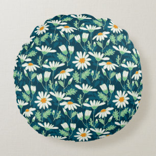 Daisy Ditsy Chamomile Romantic Print Round Cushion