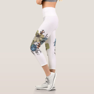 Daisy Doodle In Ink And Watercolor Capri Leggings