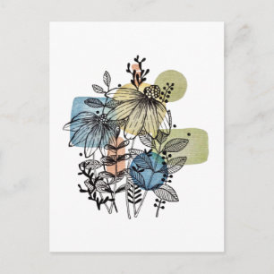 Daisy Doodle In Ink And Watercolor Postcard