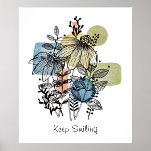 Daisy Doodle In Ink And Watercolor Poster