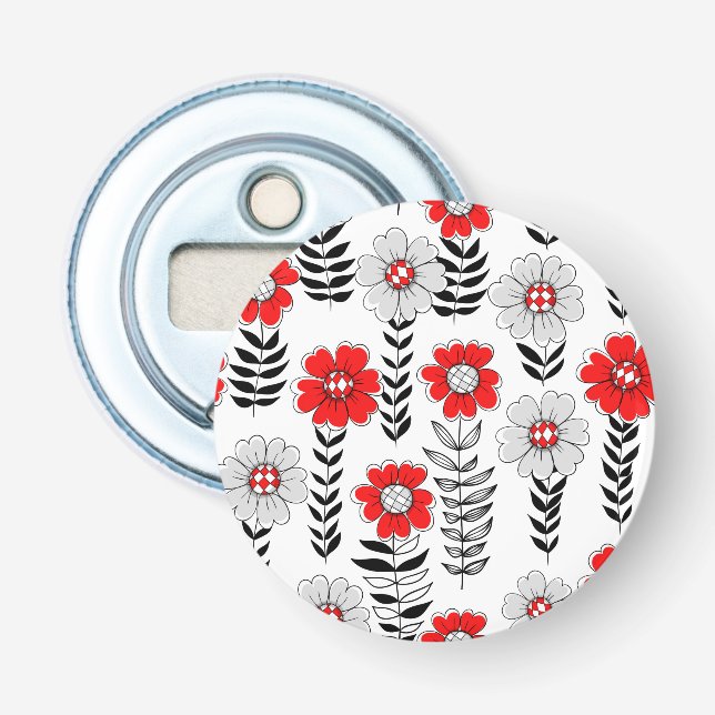 Daisy doodles  in red and black bottle opener (Front)