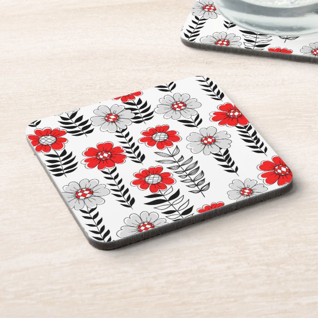 Daisy doodles  in red and black coaster (Left Side)