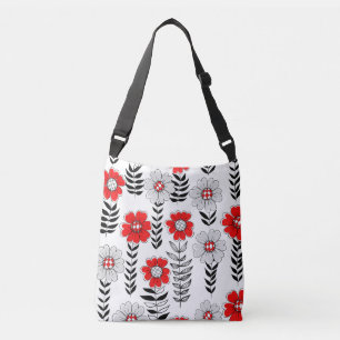 Daisy doodles  in red and black crossbody bag