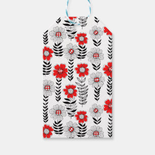 Daisy doodles  in red and black gift tags