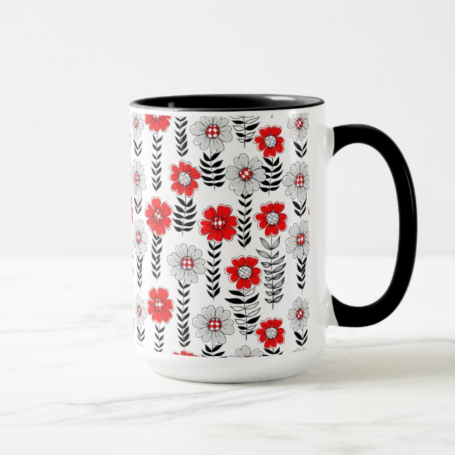 Daisy doodles  in red and black mug (Right)
