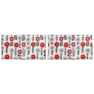 Daisy doodles in red and black pillowcase