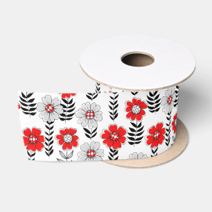 Daisy doodles in red and black satin ribbon