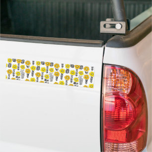 Daisy doodles  in yellow and black bumper sticker